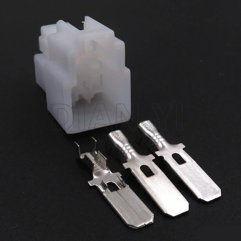 1 Set 3 Way Car High Current Unsealed Connectors With Cables AC Assembly Auto Wiring Terminal Socket 6070-3481 6070-3471
