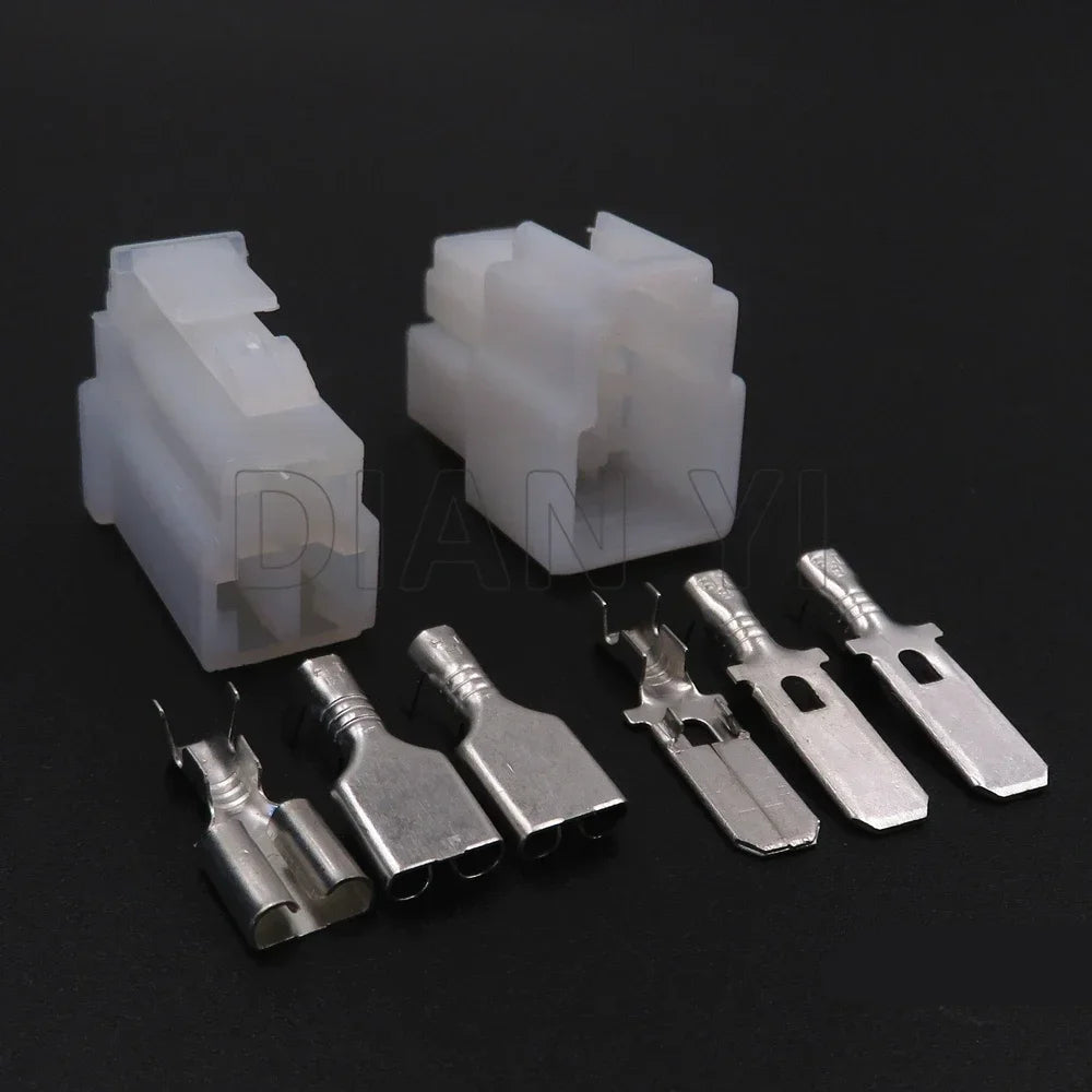 1 Set 3 Way Car High Current Unsealed Connectors With Cables AC Assembly Auto Wiring Terminal Socket 6070-3481 6070-3471